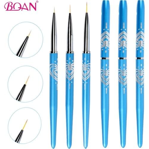 BQAN 7/9/11mm Nail Brush Blue Handle Nail Art Stripe Liner Painting Cat Eye Brush Acrylic UV Gel Extension Builder Drawing Pen