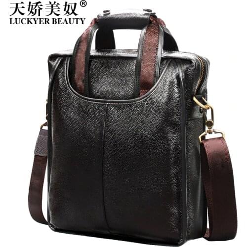 LUCKYER BEAUTYmen bag briefcase leather a4 bag messenger handbag purses jobs genuine leather