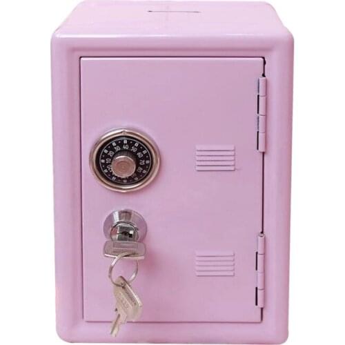 Mini Metal Safe Safe Creative Piggy Coin Bank Key Safe Safe Decoration Solid Iron Cash Box Four Colors Optional