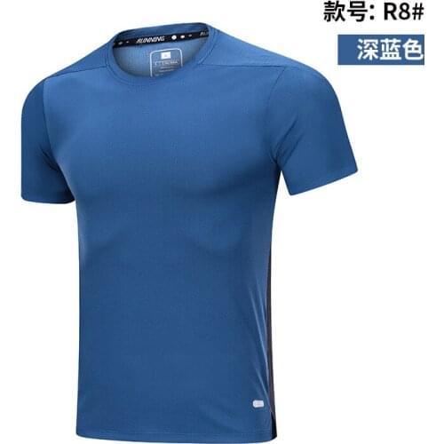 2021 Mens Running T-Shirts Quick Dry Elastic Slim Jogging Training Tees Short Sleeve Gym Fitness Sportswear Top