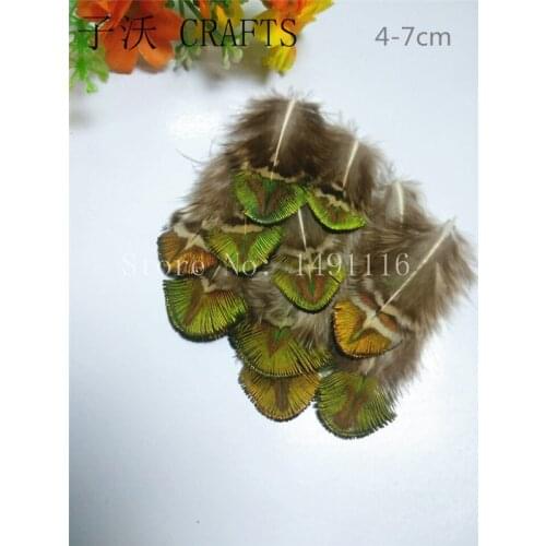 New! 20 pc natural quality golden Peacock feathers, 4-7cm long, diy jewelry decorative accessories