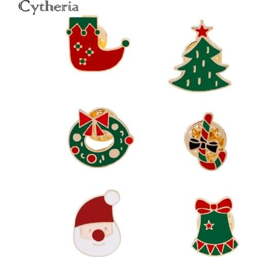 Christmas enamel pins and Brooches Xmas Symbols element pin Santa socks Decorative tree badge brooch for girls child daughter