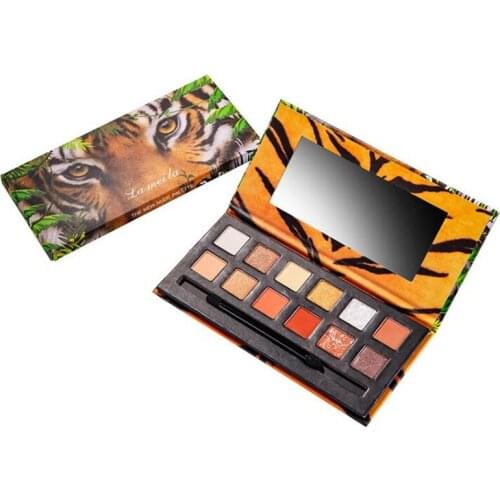 New Brand 12colors Tiger Shimmer Makeup Eyeshadow Palette Matte Diamond Glitter Shadow In Palette Blush Makeup Set For Beauty
