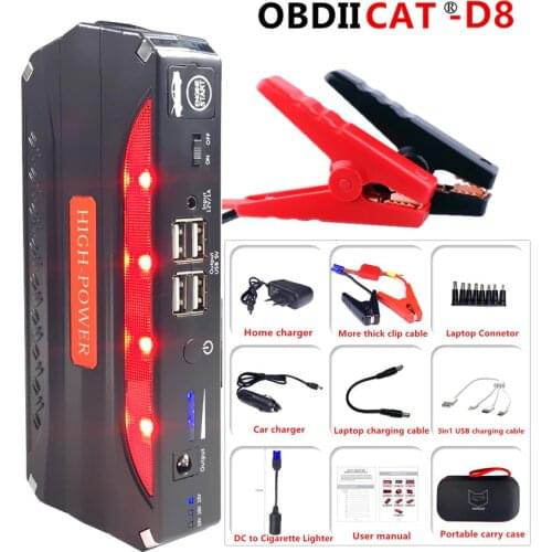 OBDIICAT D8 Car Jump Starter 12800mah Car Booster 12V Car Buster Auto Starting Device Vehicle Emergency Start Battery Power Bank