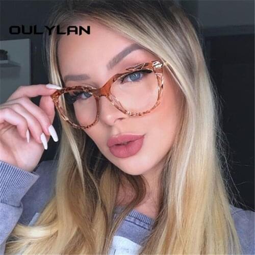 Oulylan Transparent Eyeglasses for Women Fashion Cat Eye Glasses Frames Clear Myopia Frame