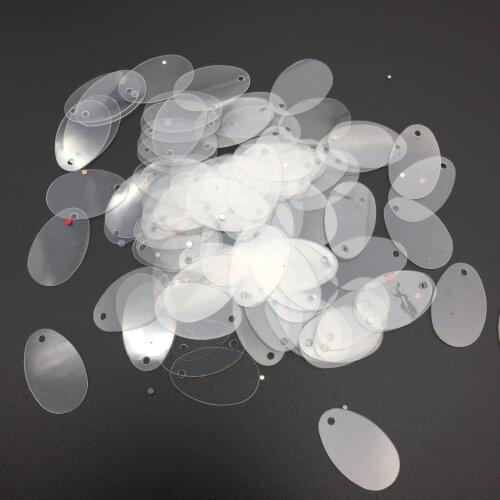 400pcs/lot 12*20mm Oval Egg Shape Sequins PVC Craft Flat With Side Hole Belly Dance Garment DIY Accessories Transparent White