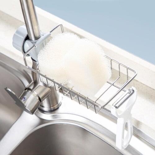 Kitchen Sink Faucet Shelf Drain Rack Sponge Holder Sponge Holder Faucet Dishcloth Towel Storage Rack Home Kitchen Accessories