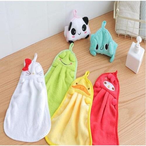 UBRUSH Hang Towel Wipe Hand Cartoon 34*25cm Five Color Home Kitchen Soft And Fit Skin Small Towel For Women And Children