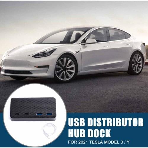 For Tesla Model 3/Y USB HUB Multi Port Extension Dock Splitter Car Phone Extender Charger Adapter Accessories 2021