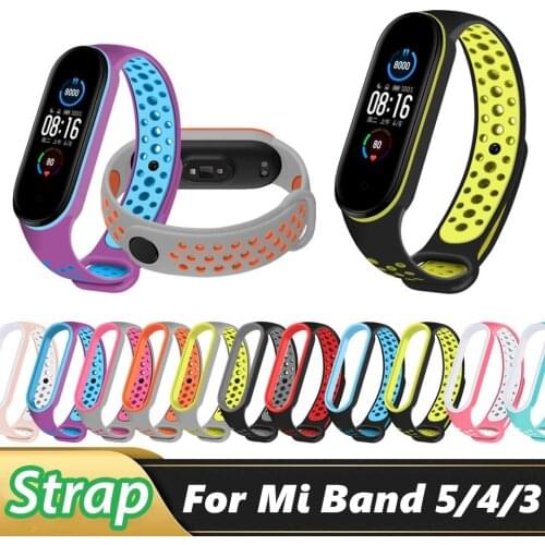 For Xiaomi Mi Band 5 Strap Silicone Replacement Wristband Porous Sport Breathable Bracelet For MiBand4 Mi3 Smart Accessories