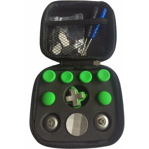 For Xbox One Elite Controllers Replacement Parts Thumbsticks Joysticks,Dpads, 4 paddles with T6 Open Tool 15 in 1(Green)