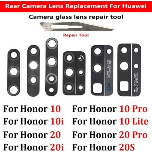 For Huawei Honor 9X V20 20i 20 20S 30S 30 P30 Pro P40 Lite Rear Back Camera Lens Glass Cover Replacement with Adhesive