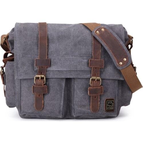 Retro Single Shoulder Photography Video Bags Canvas+Genuine Leather Soft SLR Camera Messenger Bag for Canon/Nikon/Sony