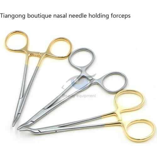Tiangong Golden Handle Nasal Needle Pliers Nose Shaping Stainless Steel Needle Clip Needle Pliers