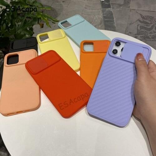 Push Window Lens Protection Silicone Phone Case For iPhone 12 Mini 11 Pro XS Max XR X SE 2020 Candy Color Soft TPU Back Cover