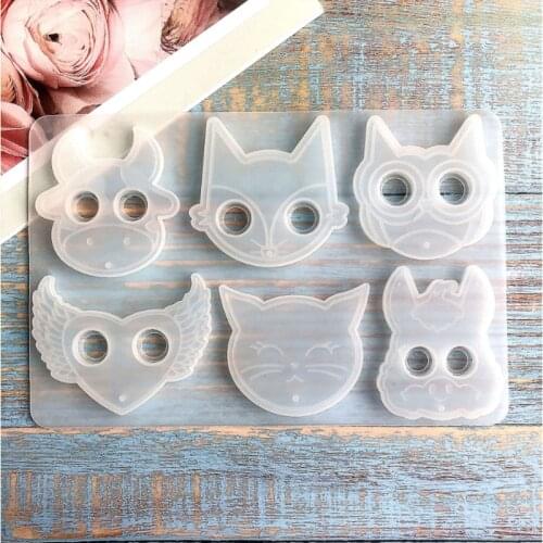 Cartoon Animal Model Silicone Mold Crystal Lens Glue DIY Defense Key Chain Cat Dairy Animals Hang Key Chain Silicone Mold