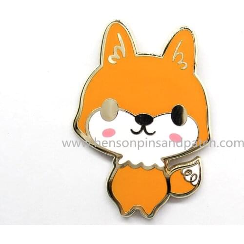 Custom gold metal hard enamel orange squirrel badge