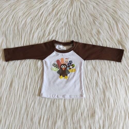 Winter baby boys casual wear Thanksgiving style vinyl turkey cotton shirt