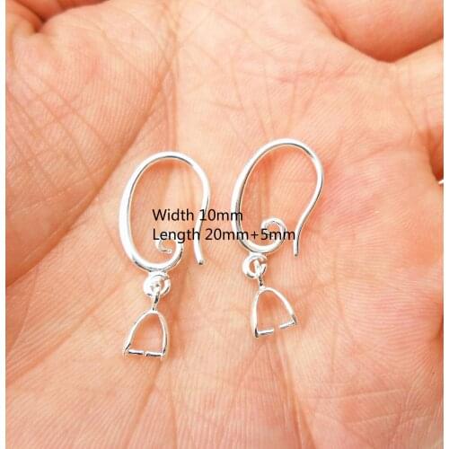50Pcs 925 Sterling Silver 10*20+5mm Jewelry DIY Accessories 925 Silver Hook For Necklace Findings & Components PJ014