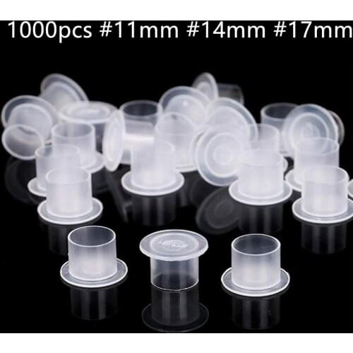 1000pcs Tattoo Ink Cups With Base Plastic Microblading Makeup Pigment Ink Caps For Tattoo Ink Accessories 11mm 14mm 17mm