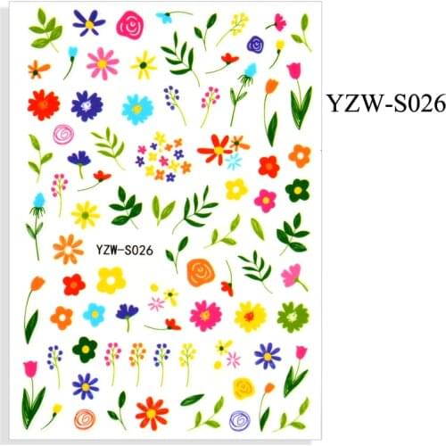 3D Stickers for Nails Anime Flowers Grass Colorful Design Nail Foil Decal Sliders Stickers for Manicure Nail Art Decoration