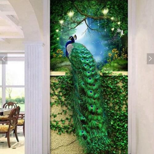 Diamond Embroidery Mosaic Painting Cross Stitch Full Gorgeous Green Peacock Entrance Decorative Painting DIY 5D/3D Sale Gift