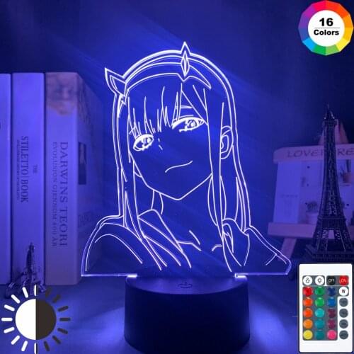 Anime DARLING in the FRANXX Zero Two Cosplay Decor Colorful 3d Night Light Lamp Luminous Base