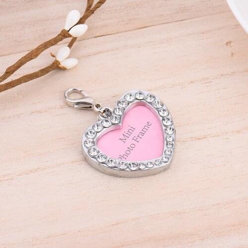 Heart-shaped Pets ID Name Tag Metal With Crystal Address Pendant Dog Puppy Collar Anti-Lost Card Habitat Decor Dog Tag Pendant