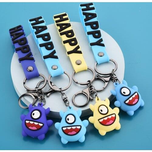 Cute Cartoon Keychains Accessories One-eyed Monster Girl Animal Figure Key Chains Couples Bag Pendant Creative Car Pendant