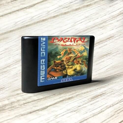 Brutal Paws of Fury - EUR Label Flashkit MD Electroless Gold PCB Card forSega Genesis Megadrive Video Game Console
