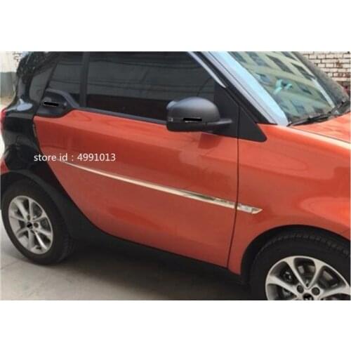 For Benz smart fortwo 2015 2016 2017 2018 car detector stainless steel Side Door Body trim stick Strip Molding 4pcs