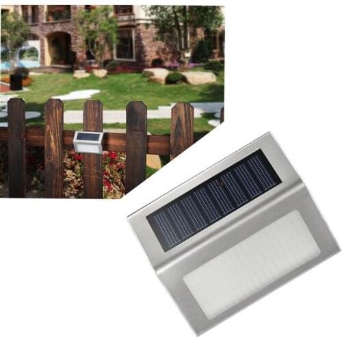 Home garden wall lamp solar lamp stainless steel 2 LED solar stair lamp fence solar street lamp energy saving lamp