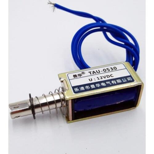 DC 6V 12V 24V Pull Type Frame electromagnet TAU-0530 Linear Solenoid magnet travel 10mm keepping Force 700g