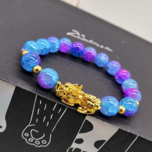 Chinese Mythical Animals PI XIU Glaze Beaded Chain Bracelet Fortune Talisman Jewelry Charm Bracelet for Men Women Accessories