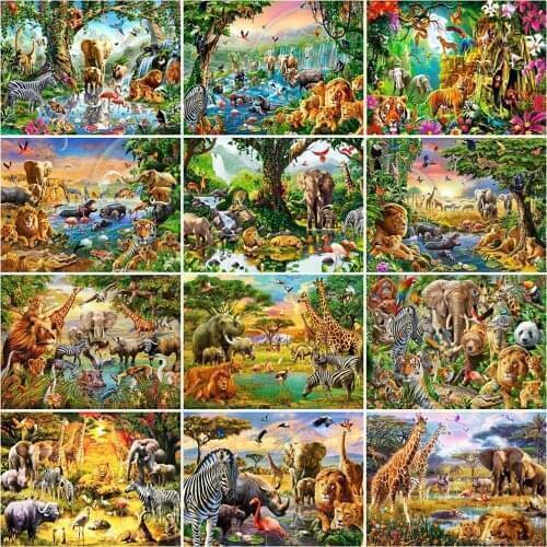 Evershine 5D DIY Diamond Embroidery Lion Diamond Painting Animal Elephant Full Square Rhinestone Pictures Handicrafts Gift