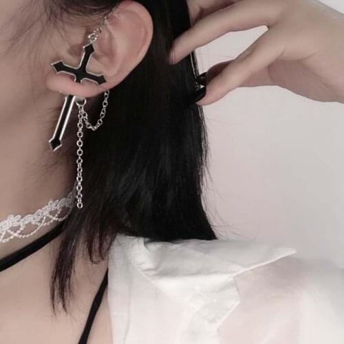 European and American Ladies Cross Drop Earrings Fashion Retro Black Zipper Drop Earrings Men and Women Party Jewelry Gifts