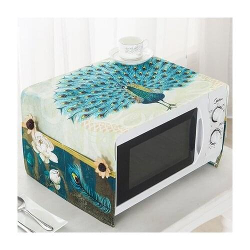 Nordic Thick Cotton Home Textile Deluxe Peacock Microwave Dust Cover Oven Waterproof and Oil-proof Cover Cloth Home Decoration