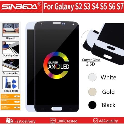 AAA Quality For SAMSUNG Galaxy S7 S6 S5 S4 S3 S2 LCD Display Touch Screen Super AMOLED Digitizer Assembly Repair Parts Free Tool