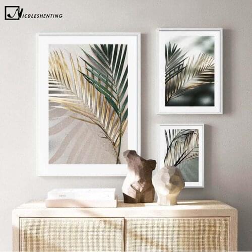 Golden Palm Leaf Plant Canvas Painting Botanical Nordic Wall Art Poster Print Scandinavian Decoration Picture Artwork Home Decor