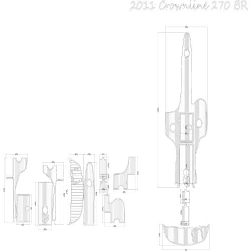 2011 Crownline 270 BR Swim Platform and Cockpit Pad Boat EVA Teak Decking 1/4" 6mm