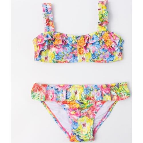 Girl Two Pieces Swimsuit for Hot Springs Kids Printed Swimsuit Beachwear Girls Bathing Suit Swimwear Children Split Swimsuit