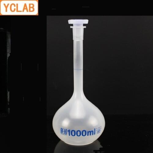 YCLAB 1000mL Volumetric Flask Polypropylene 1L with one Graduation Mark and Stopper PP Plastic Laboratory Chemistry Equipment
