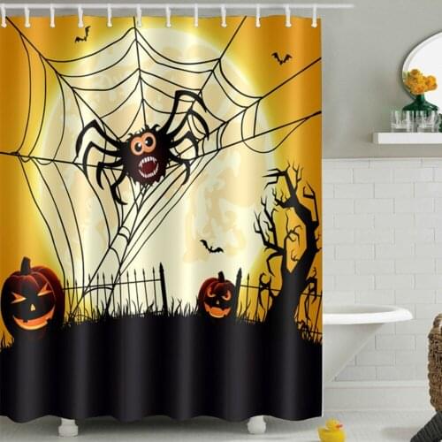 LB 180*180 Halloween Spider Pobweb Pumpkin Shower Curtains Waterproof Polyester Bathroom Curtain Fabric for Bathtub Home Decor