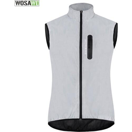 WOSAWE Men Cycling Full Reflective Vest Windbreaker Waterproof Jacket Spring Autumn Windproof Bike Bicycle Vest Night Glowing