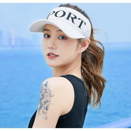 New Summer Solid Color Letter Print Sun Hats Outdoor Sport Breathable Empty Top Sunshade Hats Baseball Cap Gorras Mujer 2021 A30