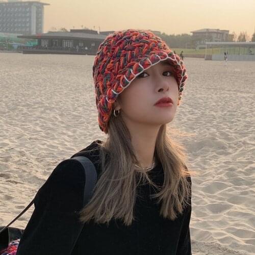 Beanie Hat For Women Winter Hat Knitted Autumn Colorful Hat Outdoor Crochet Autumn Warm Bonnet Cap Female Hats For Girl Hat