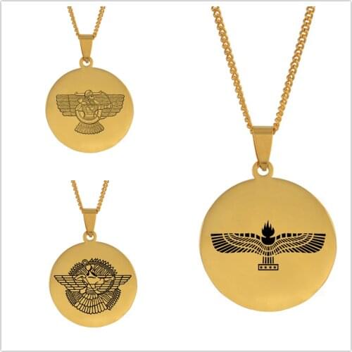 Anniyo Ashur God Pendant Necklaces for Women Men Gold Color Jewelry Assyrian Aramean #145521