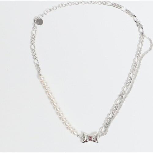 Bow Necklace clavicle chain Choker overlapping butterfly Tassel Necklace Pearl splicing Necklace