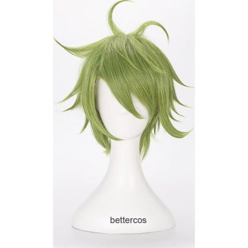 Anime Danganronpa Rantaro Amami Rantarou Wigs Dangan Ronpa V3 Green Short Heat Resistant Synthetic Hair Cosplay Wig + Wig Cap