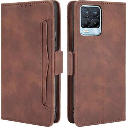 Luxury Leather Card Slot Removable Funda Realme 8 Pro 2021 Flip Cover RMX3081 RMX3085 RMX3241 Phone Shell for OPPO Realme 8 Case